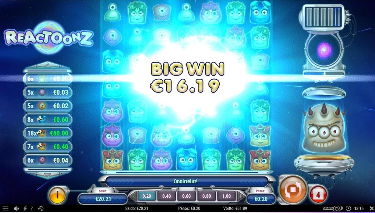 Reactoonz slot machine online casino gambling big win