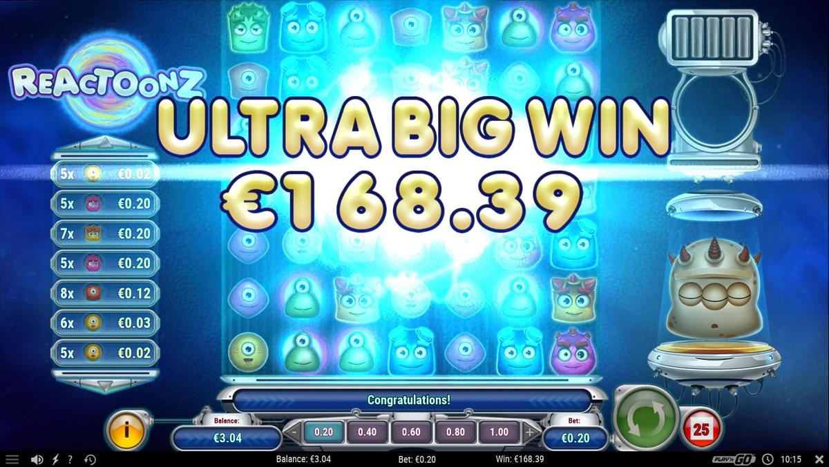 Reactoonz slot machine online casino gambling big win