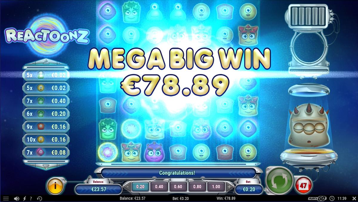 Reactoonz slot machine online casino gambling big win