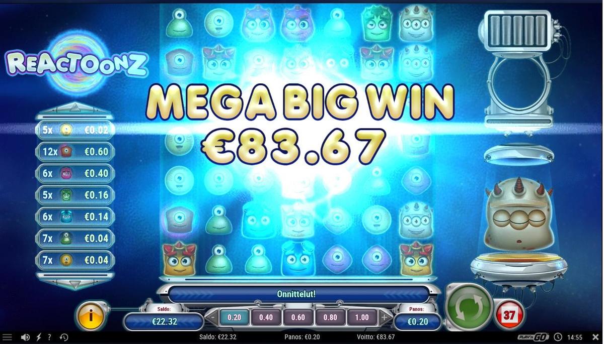 Reactoonz slot machine online casino gambling big win