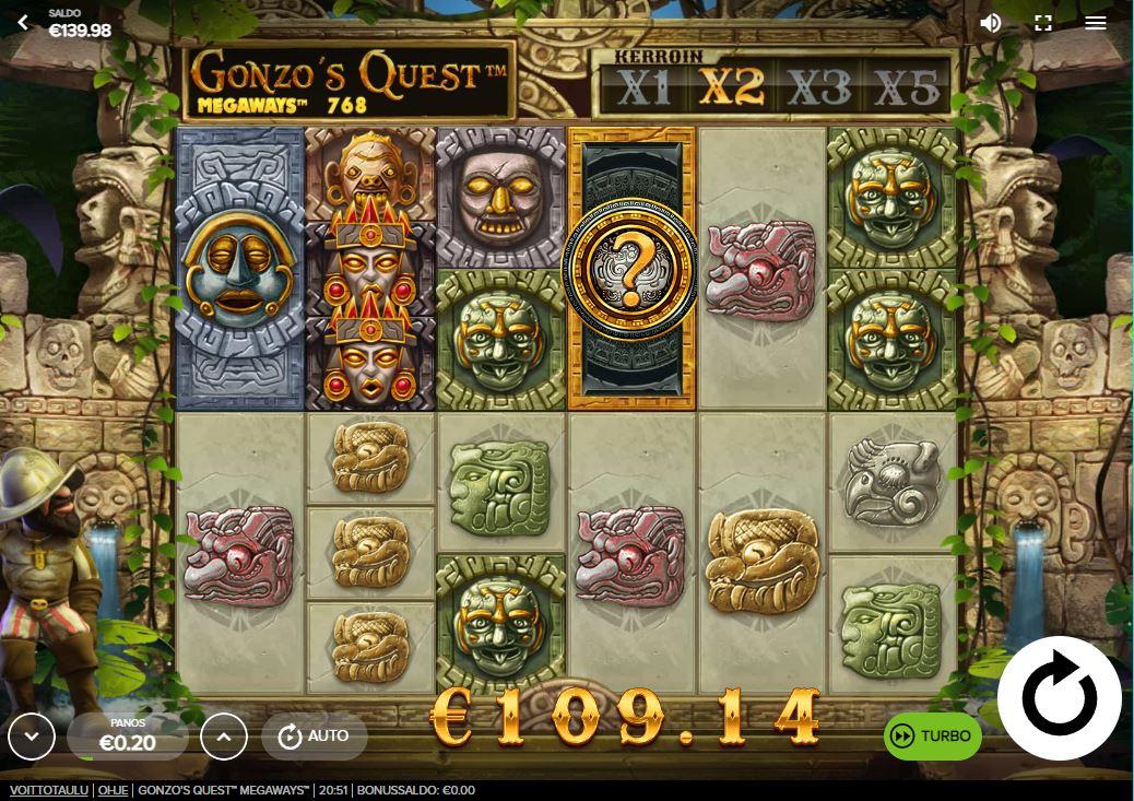 Gonzo's Quest Megaways slot machine online casino gambling big win
