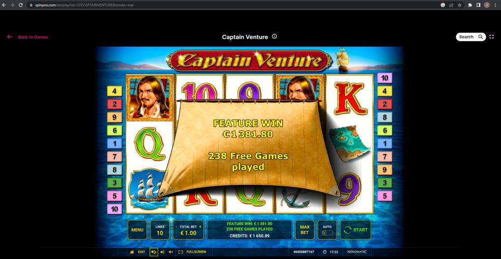 Captain Venture slot machine online casino gambling big win