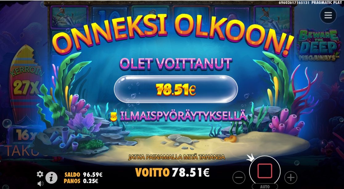 Beware the Deep Megaways – Klikki (78.51 eur / 0.2 bet) | Miguelson