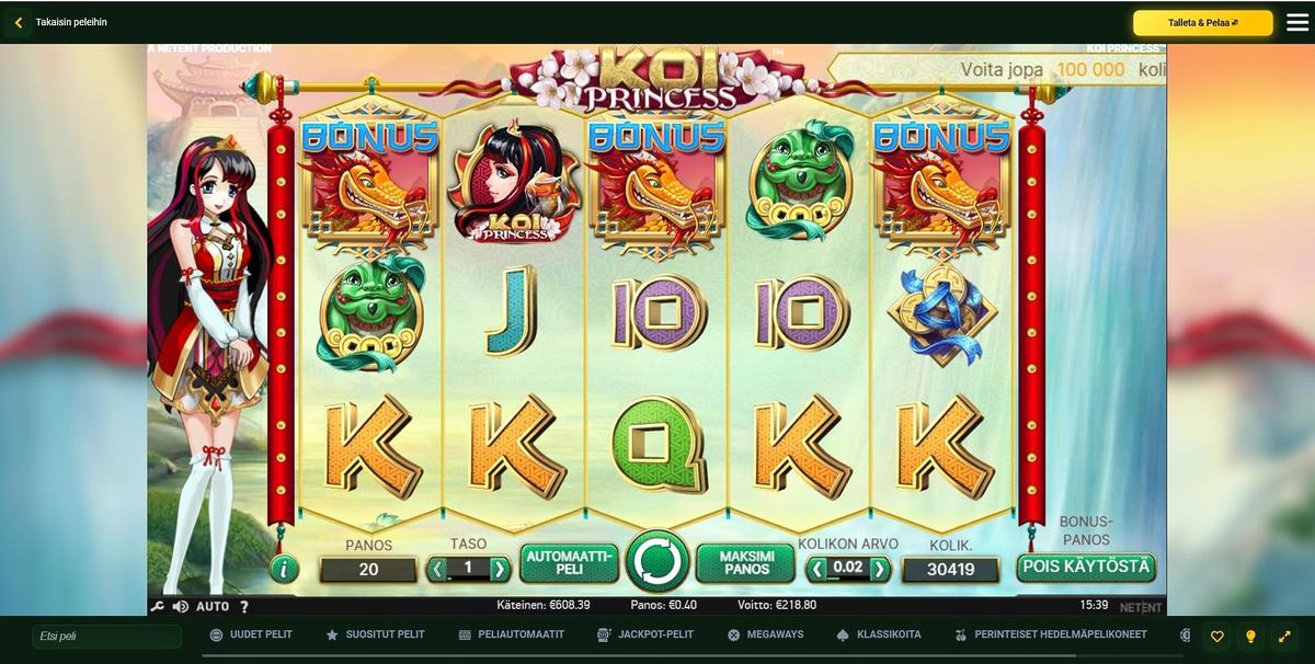 Koi Princess slot machine online casino gambling big win
