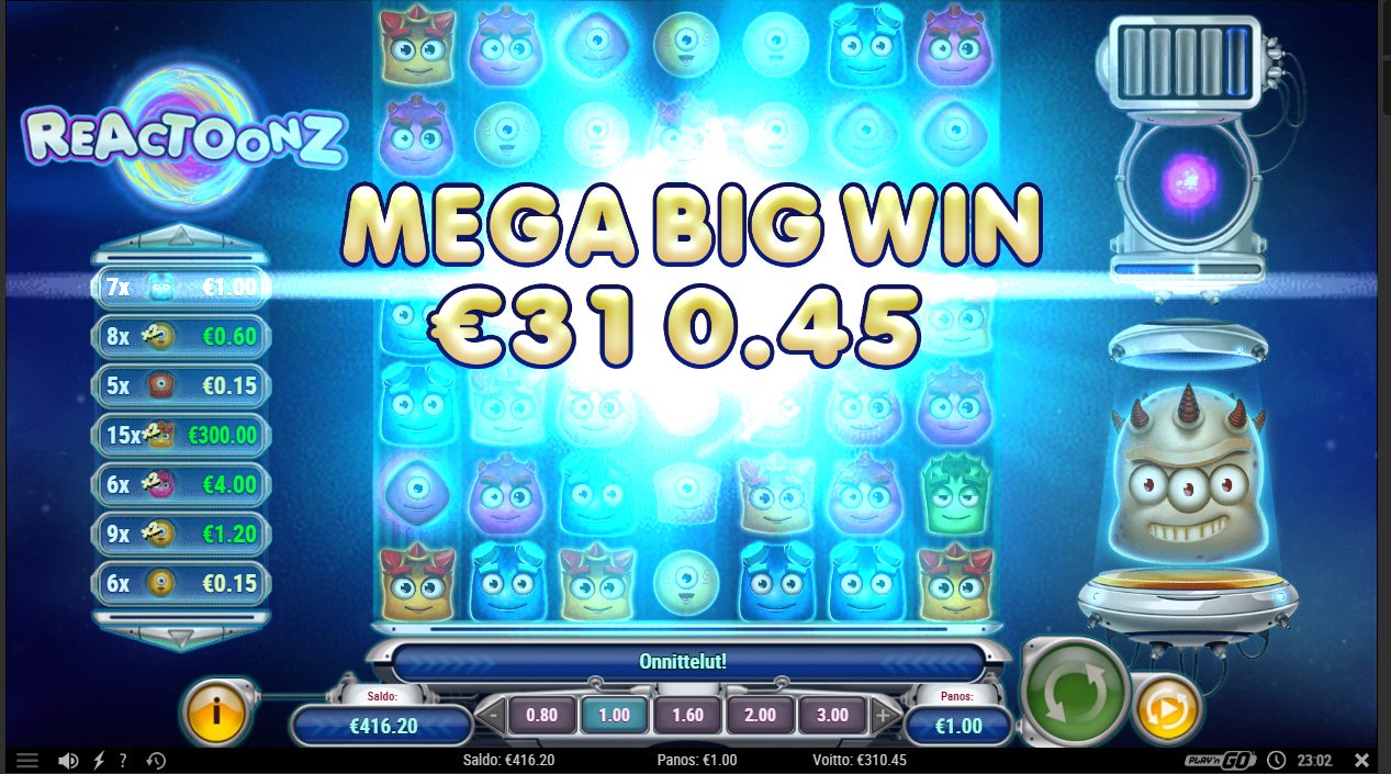 Reactoonz – LuckySpins (draft) (310.45 eur / 1 bet) | Kapteni85