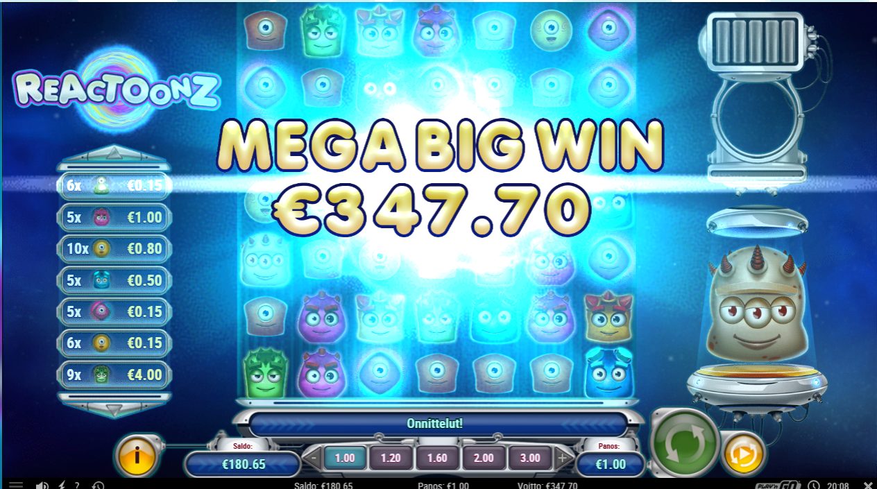 Reactoonz – TurboVegas (draft) (347.7 eur / 1 bet) | Kapteni85