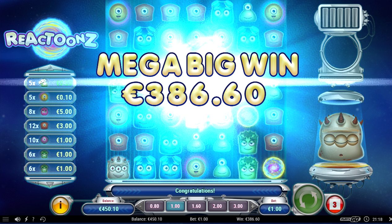 Reactoonz – BetRebels (386.6 eur / 1 bet) | Kapteni85
