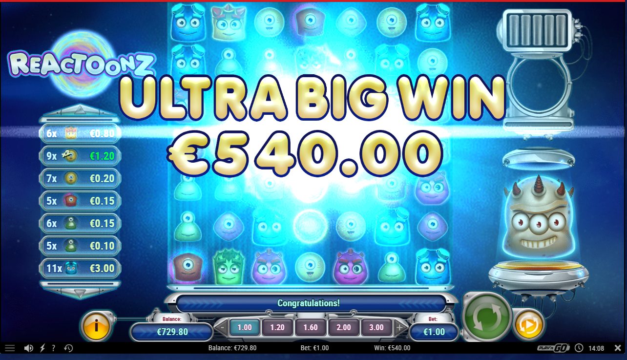 Reactoonz – BetRebels (540 eur / 1 bet) | Kapteni85