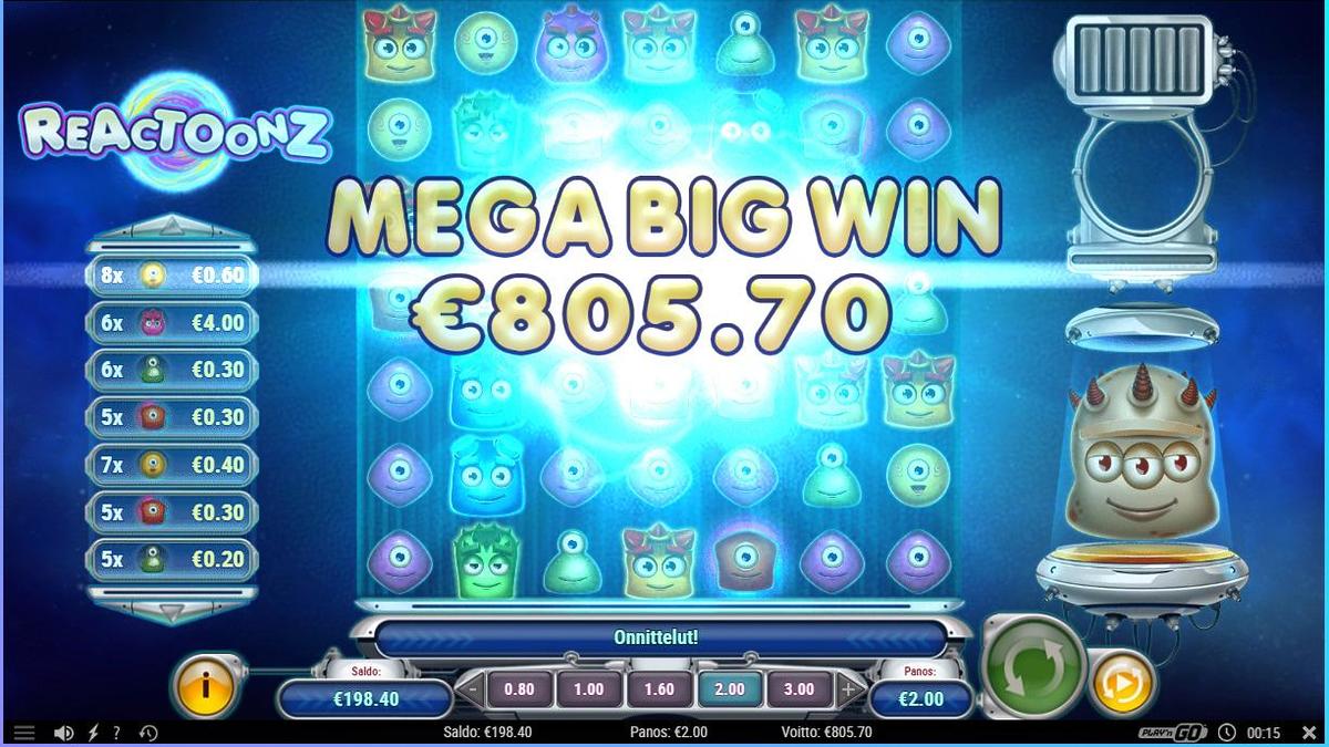 Reactoonz slot machine online casino gambling big win