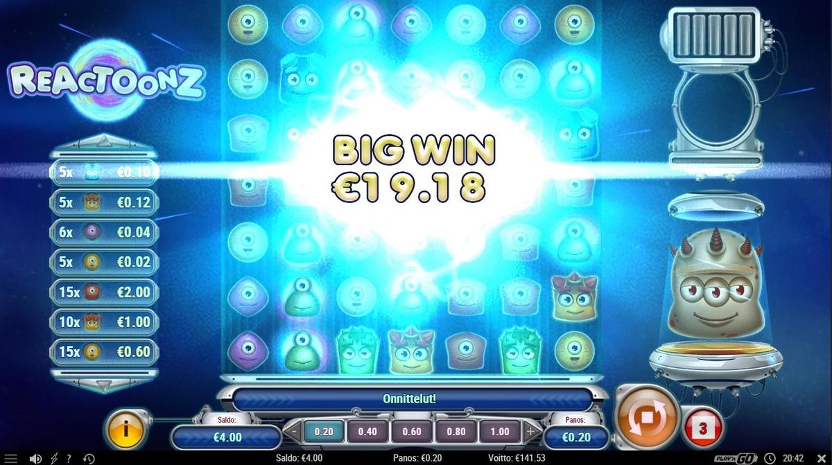Reactoonz slot machine online casino gambling big win