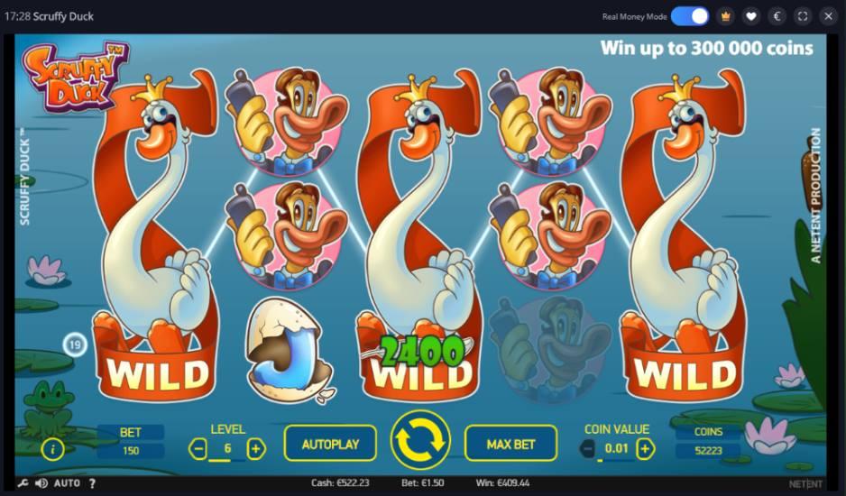 Scruffy Duck slot machine online casino gambling big win