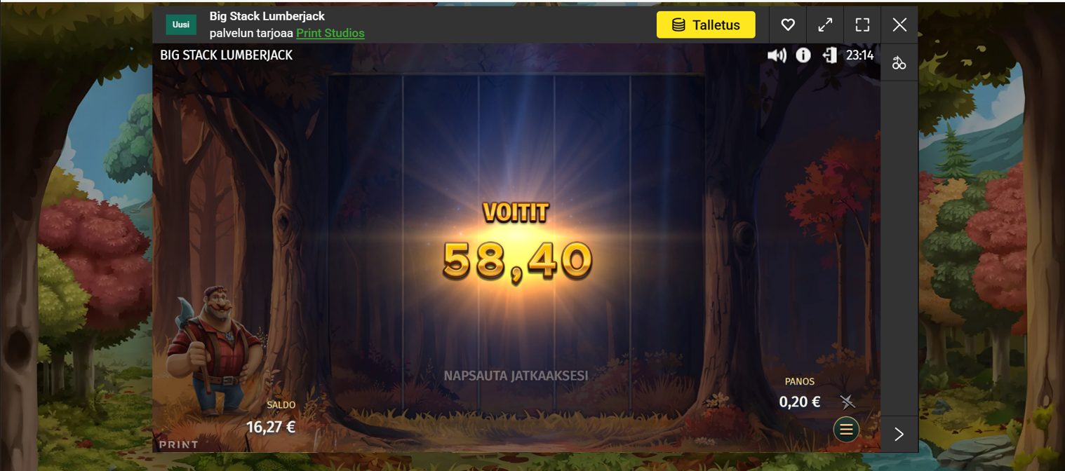 Big Stack Lumberjack – Unibet (58.4 eur / 0.2 bet) | Miguelson