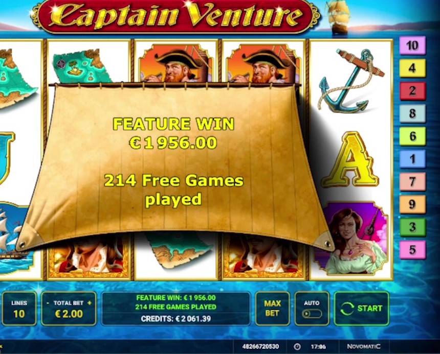 Captain Venture slot machine online casino gambling big win