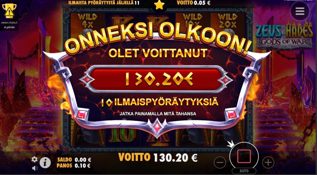 Zeus vs Hades – LuckySpins (130.20 eur / 0.1 bet) | Kapteni85