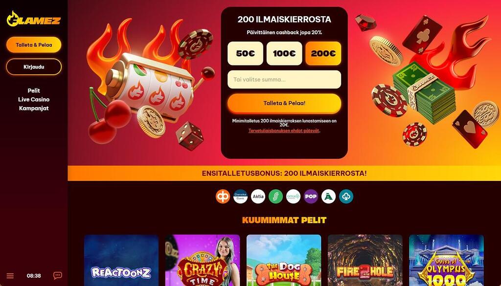 flamez etusivu landing page