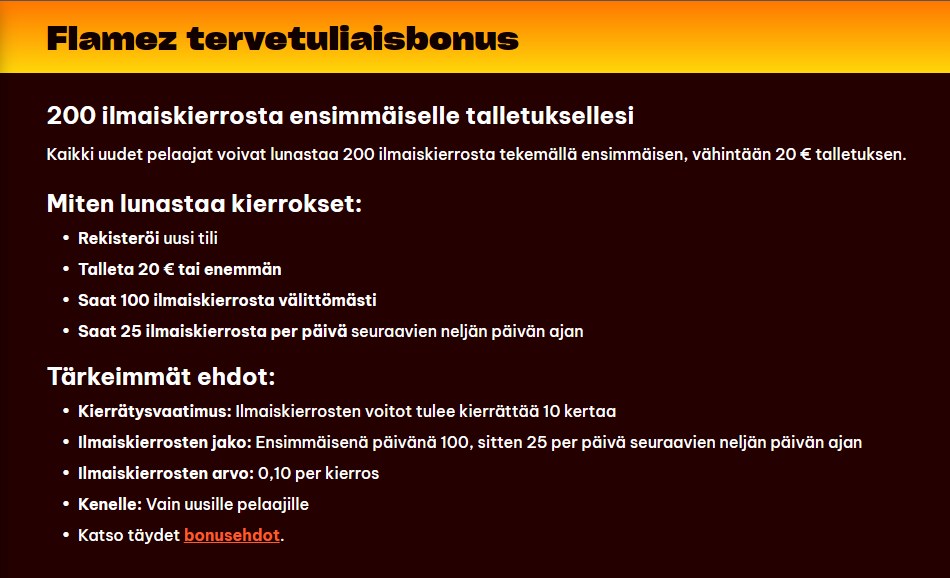 flamez tervetuliaisbonus