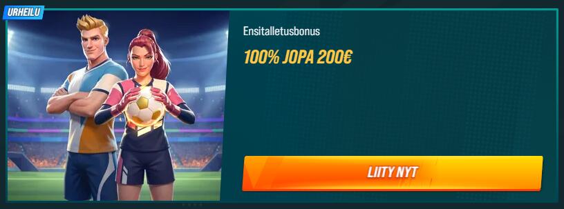 Golisimo Casinon vedonlyönnin tervetuliaisbonus: 100 % ensitalletusbonus jopa 200 € asti.