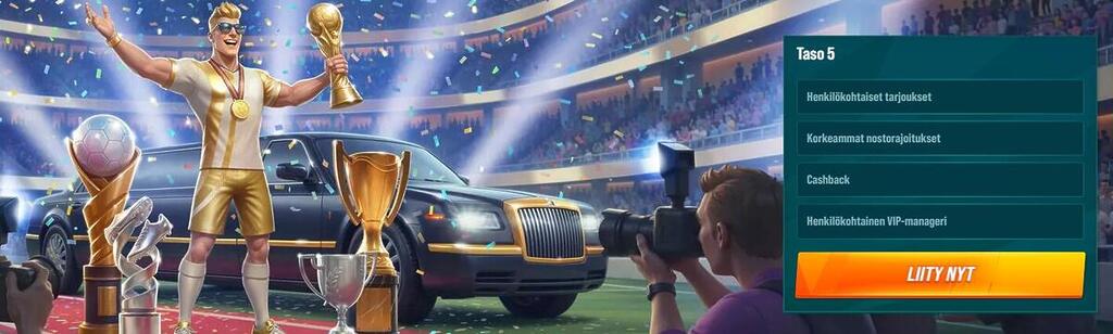 Golisimo Casinon VIP-ohjelman taso 5, joka sisältää henkilökohtaisia tarjouksia, korkeammat nostorajat, cashbackin ja oman VIP-managerin.