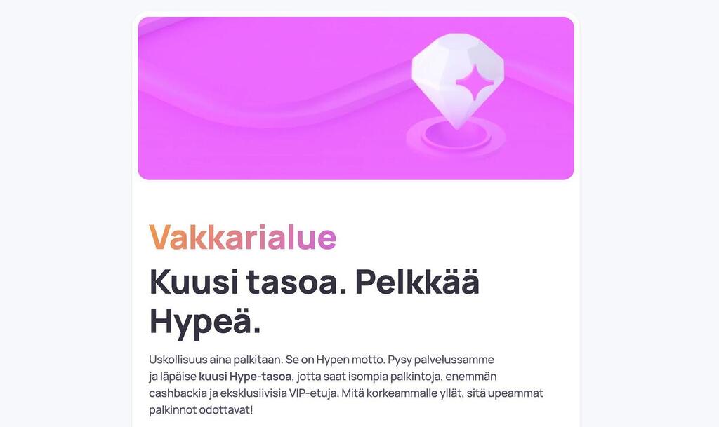 Hypekasino Vakkarialue ja VIP-uskollisuusohjelma