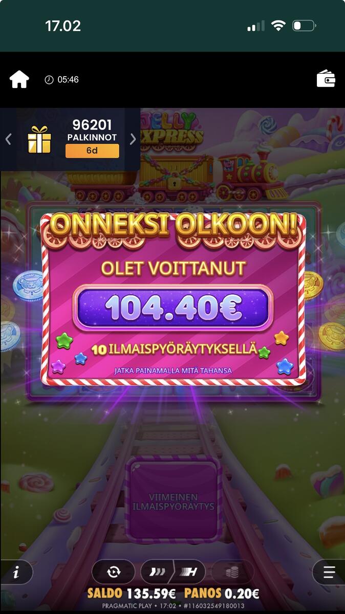 Jelly Express – Unibet (104.40 EUR / 0.20 bet) | Ihalaiska