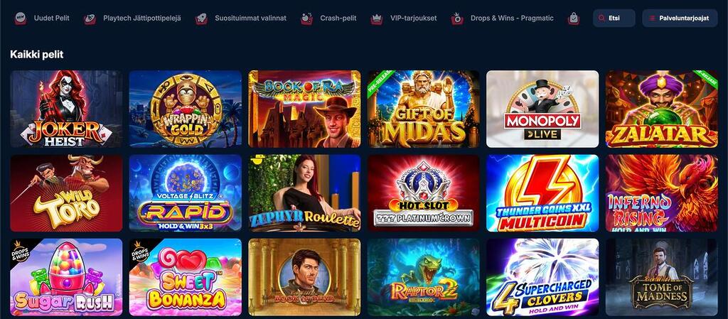 KudosBet Casinon peliaula ja suosittuja kolikkopelejä