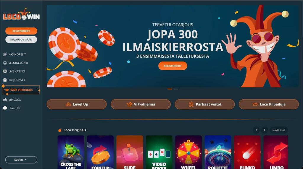 Locowin Casino etusivu ja tervetuliaisbanneri
