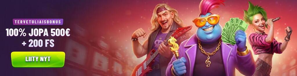 Mr Pacho Casinon tervetuliaisbonusbanneri: 100% bonus jopa 500€ asti ja 200 ilmaiskierrosta.