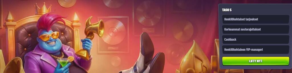 Mr Pacho Casinon VIP-ohjelman taso 5 edut: henkilökohtaiset tarjoukset, korkeammat nostorajat, cashback ja henkilökohtainen VIP-manageri.