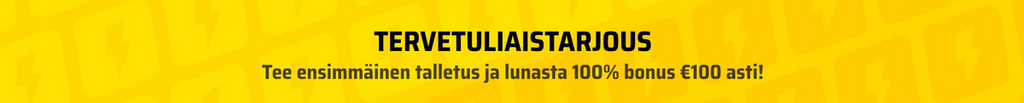 Onerush tervetuliaistarjous -banneri, jossa 100% bonus 100€ asti