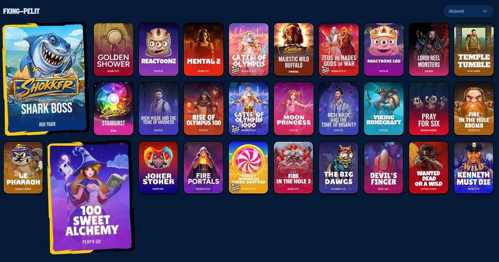 Shokker Casinon FKING-PELIT -kategoria, jossa on laaja valikoima suosittuja kolikkopelejä.