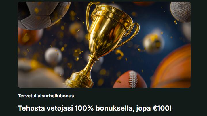 Spinstag vedonlyöntibonus 100% jopa 100€ asti