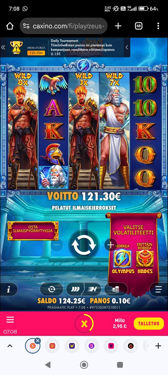 Zeus vs Hades – Caxino (121.30 EUR / 0.10 bet) | Millah