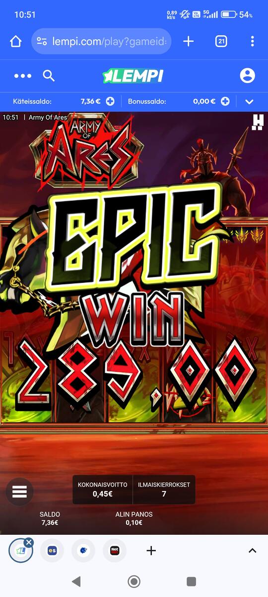 Sword of Ares – Lempi (289 EUR / 0.10 bet) | Millah