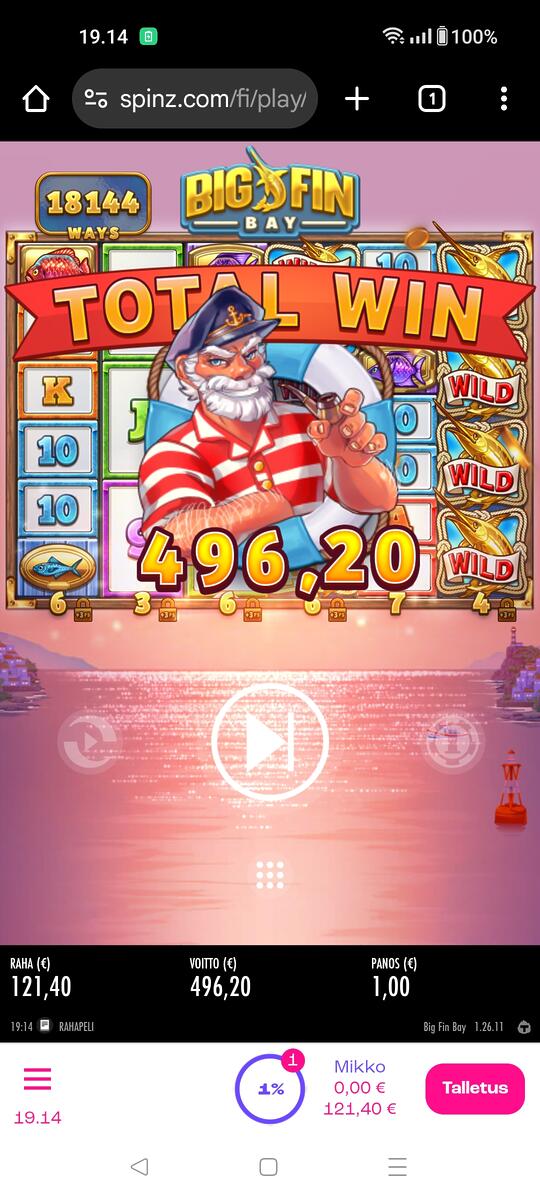 Big Fin Bay – Spinz (496.2 EUR / 1 bet) | Kapteni85