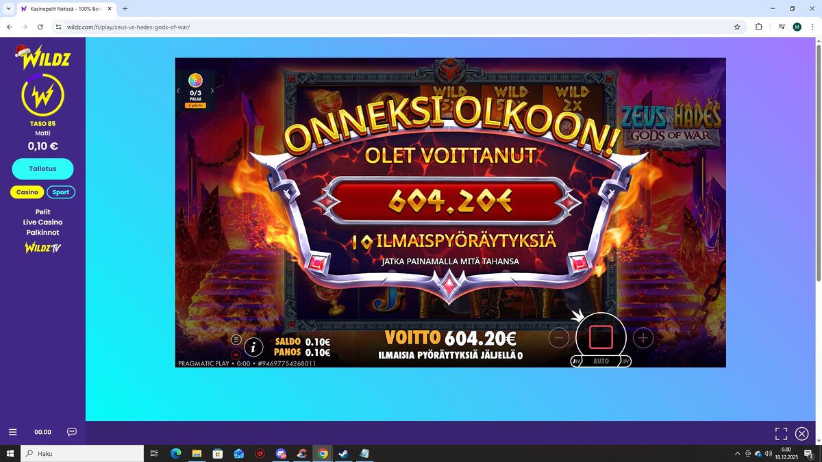 Zeus vs Hades – Wildz (604.20 EUR / 0.1 bet) | Moisku85 / aija5226